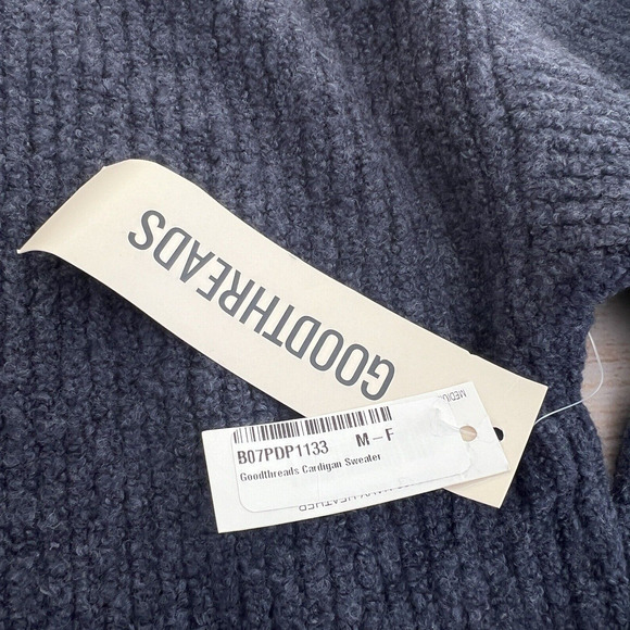 Goodthreads Womens Oversized Boucle Shaker Stitch Cardigan Sweater Navy Blue M - Picture 14 of 15